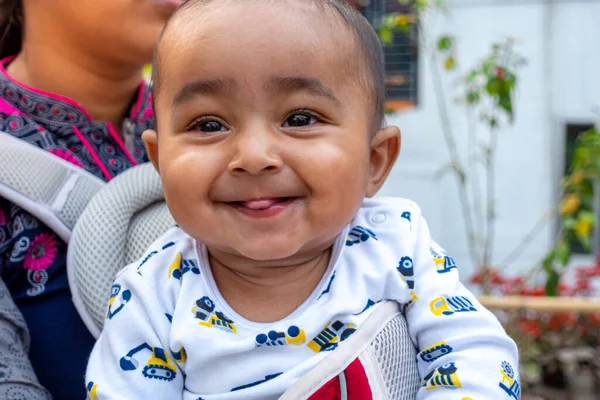 Retrato Gracioso Lindo Bebé Roly Poly Primer Plano Disparo Cabeza — Foto de Stock