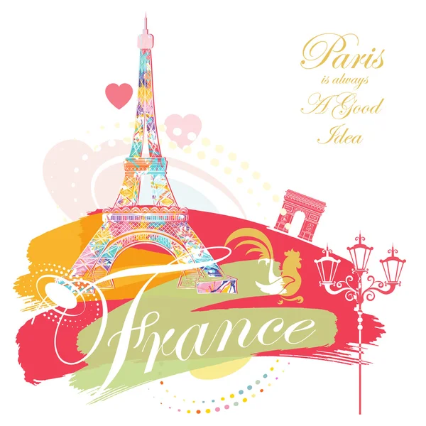 Romantic background with Eiffel tower — Stock Vector
