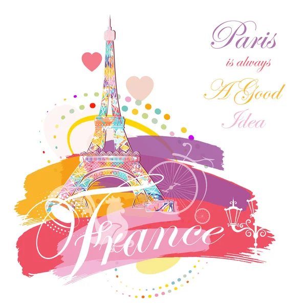 Fondo romántico con torre Eiffel — Vector de stock