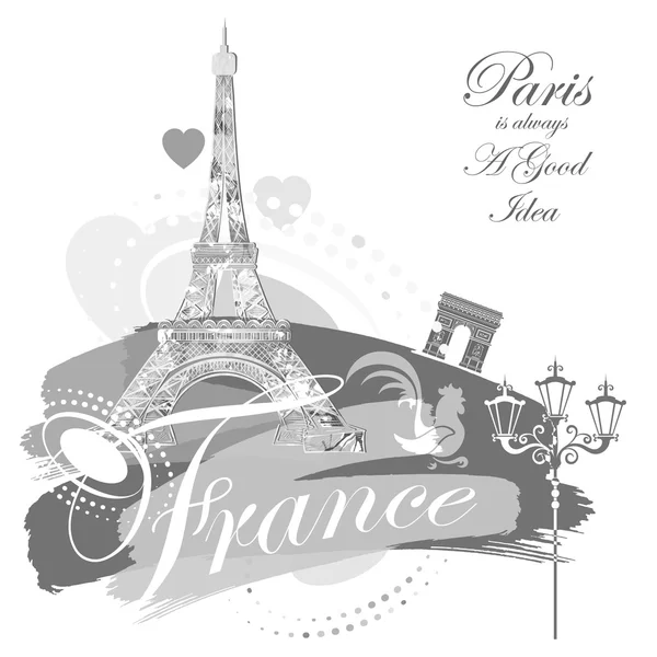 Fundo romântico com Torre Eiffel —  Vetores de Stock