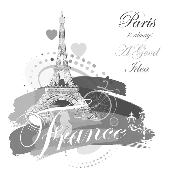 Fondo romántico con torre Eiffel — Vector de stock