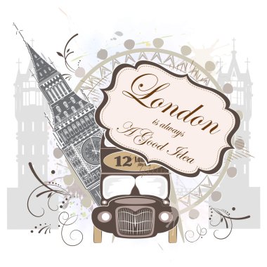 Londra tarihi yerler, vektör çizim