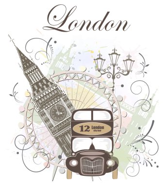 Londra tarihi yerler, vektör çizim