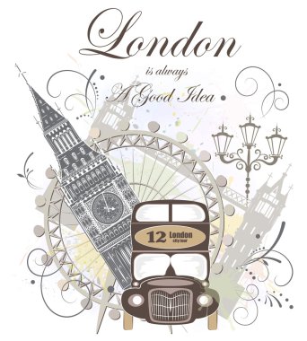 Londra tarihi yerler, vektör çizim