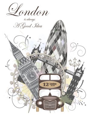 Londra tarihi yerler, vektör çizim