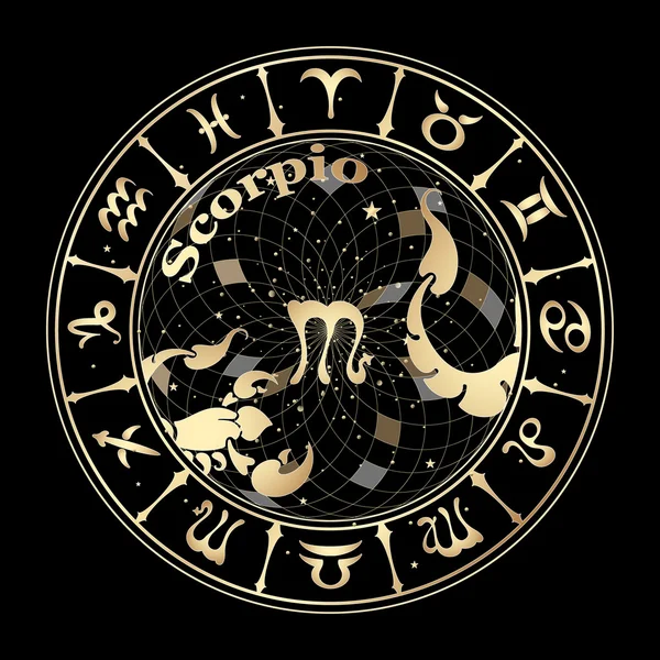 Złoty Skorpion znak zodiaku — Zdjęcie stockowe
