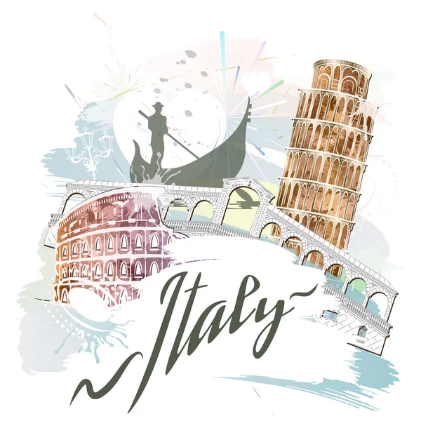 Attractions Of Italy — Stock Vector