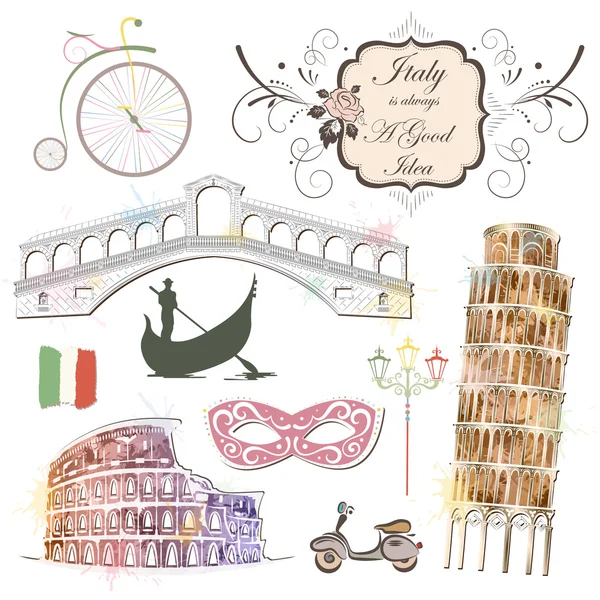 Attractions Of Italy — Stock Vector