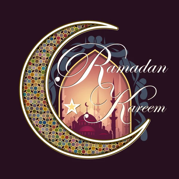 Tarjeta de felicitación Ramadán Kareem — Vector de stock