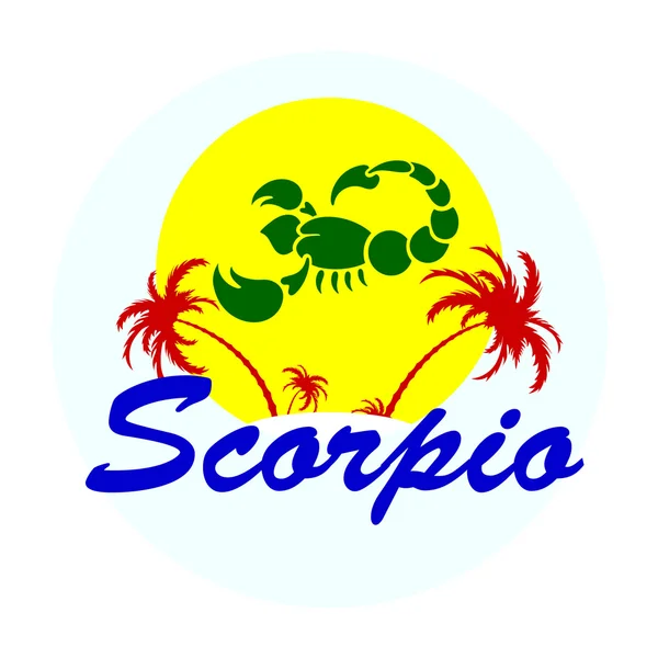 Zodiac sign with palm trees — Stock Vector