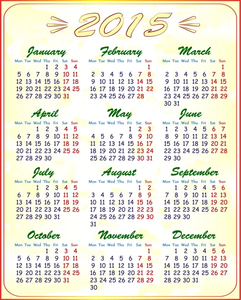 Calendar 2015, vector illustration — Stock Vector