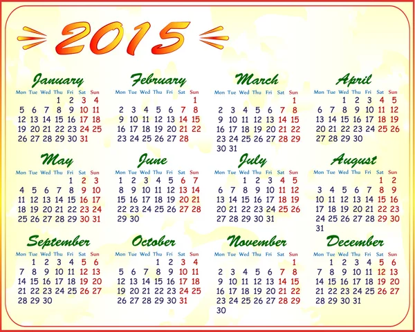 Calendar 2015, vector illustration — Stock Vector