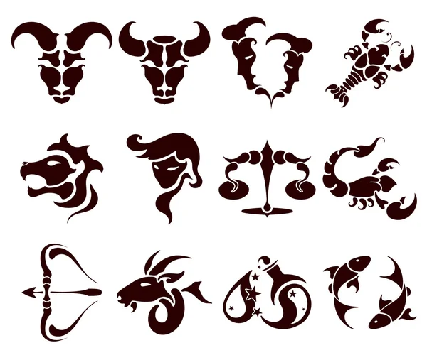 Elegante conjunto de signos del zodiaco, ilustración de vectores — Vector de stock