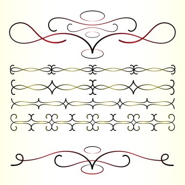 Kaligrafi tasarım öğeleri kümesi vektör
