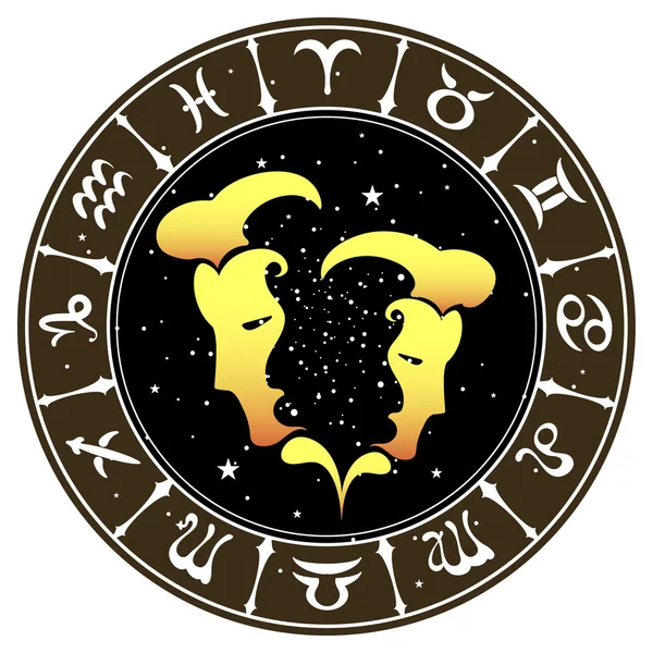 Signo del zodiaco Géminis, ilustración vectorial — Vector de stock