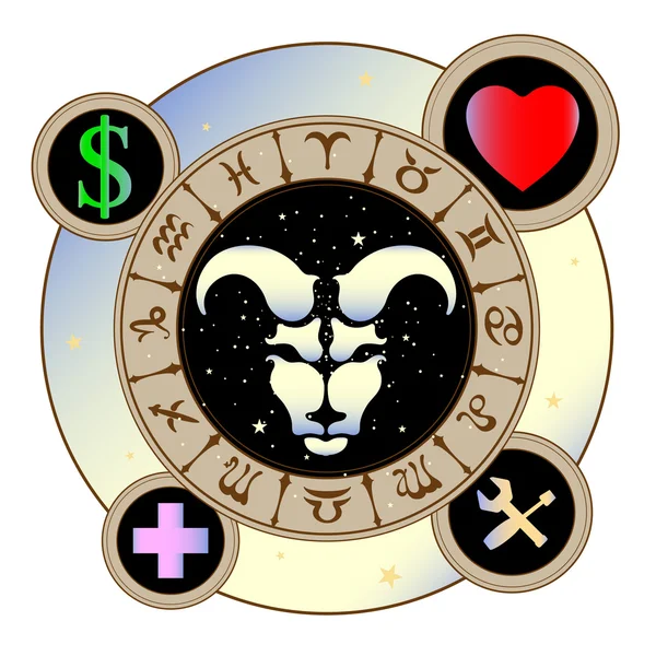 Znaki zodiaku ikony medycyny, pracy serca, finanse, wektorowych ilustracji — Wektor stockowy