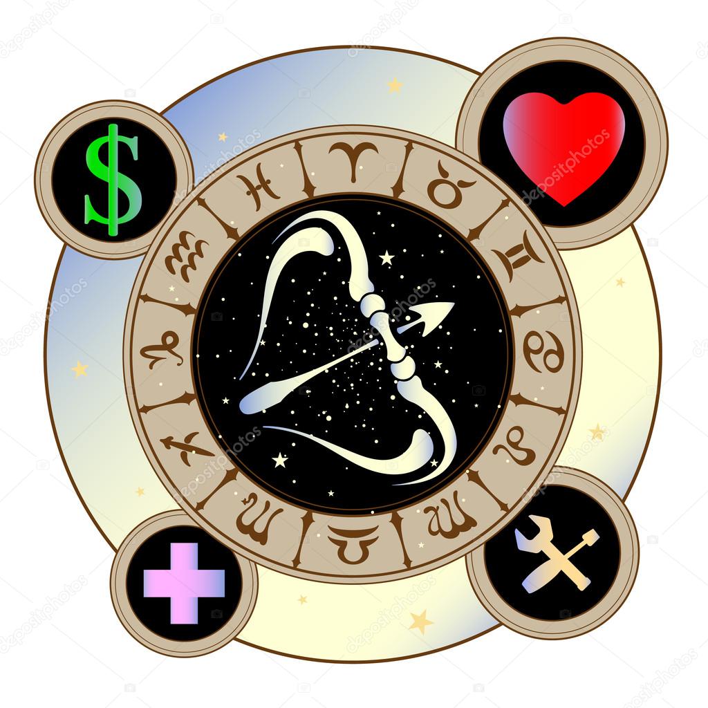 signs of the zodiac icons medicine, work, heart, Finance, vector illustration