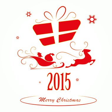 Neşeli Noel arka plan, Noel Baba'ya bir atlı kızak ve hediye kutusu vektör çizim