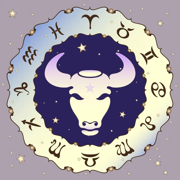 Toro segno zodiacale, illustrazione vettoriale — Vettoriale Stock