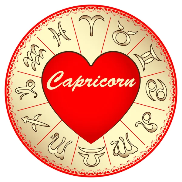 Segno zodiacale Capricorno, per gli amanti a San Valentino, illustrazione vettoriale — Vettoriale Stock