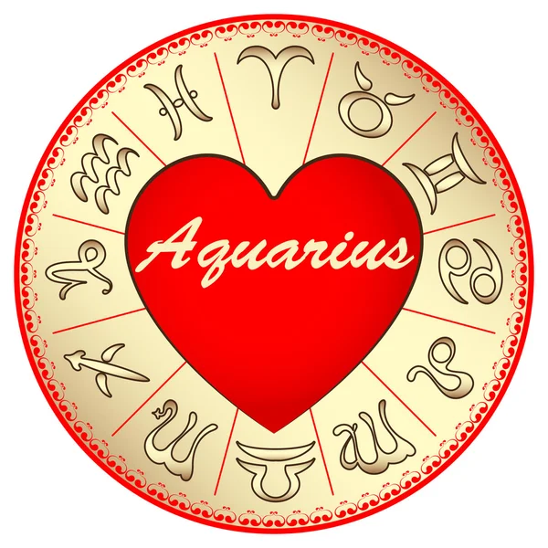 Segno zodiacale Acquario, per gli amanti a San Valentino, illustrazione vettoriale — Vettoriale Stock