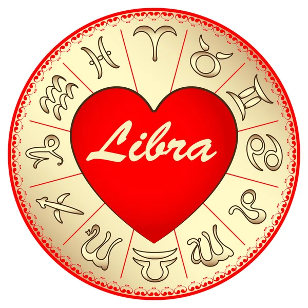 The sign Libra, for lovers on Valentine's day, vector illustration — Stock Vector