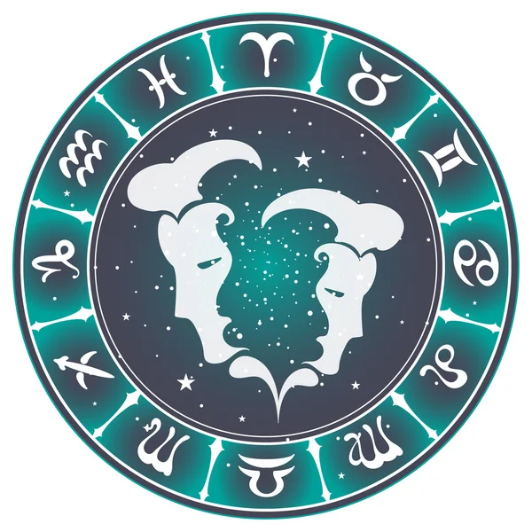 Signo do zodíaco de Gêmeos, ilustração vetorial — Vetor de Stock