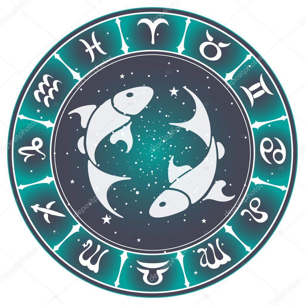 Pisces zodiac sign , vector illustration