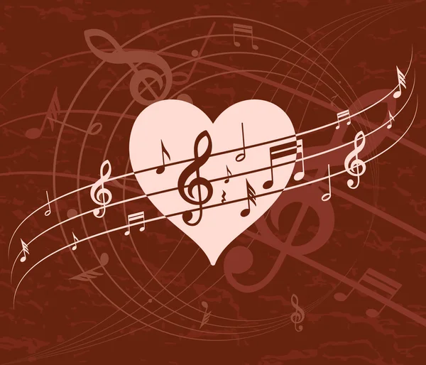 Bakgrund med hjärta och musik — Stock vektor