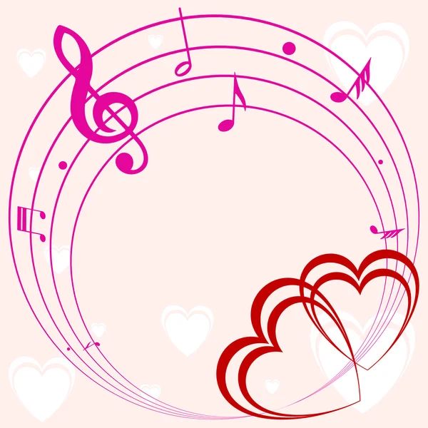 Fondo con corazón y música — Vector de stock