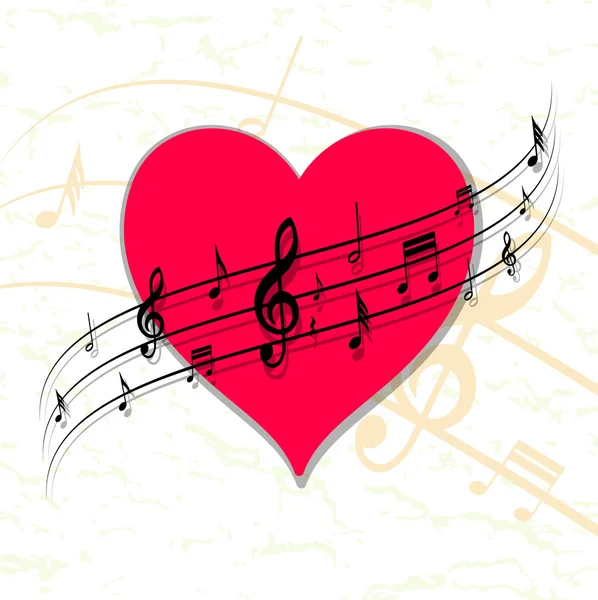 Фон з серцем і музикою — стоковий вектор