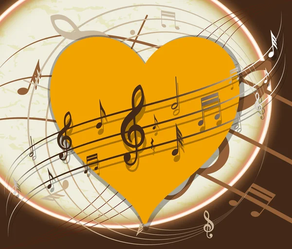 Фон с сердцем и музыкой — стоковый вектор