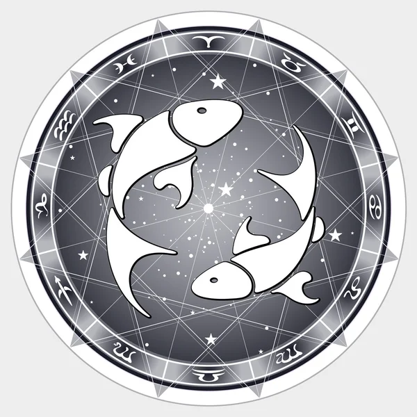 O signo zodiacal Peixes — Vetor de Stock