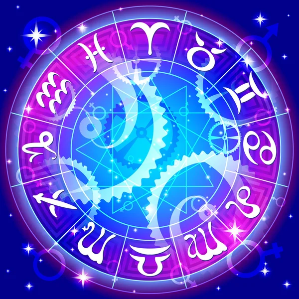 Zodiac circle in space — Stock Vector