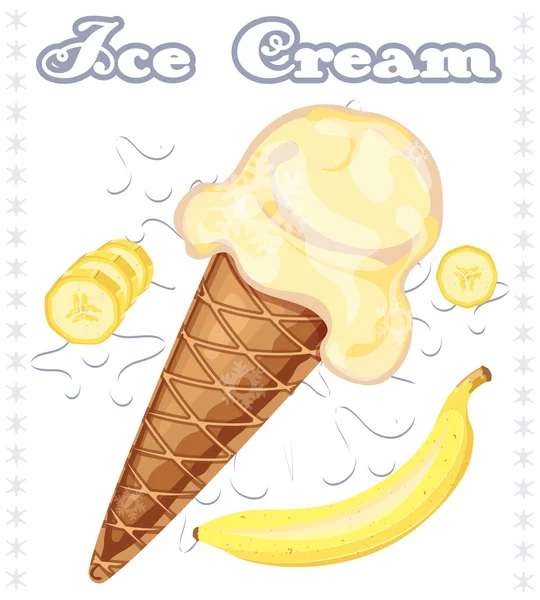 香蕉冰淇淋 — 图库矢量图片