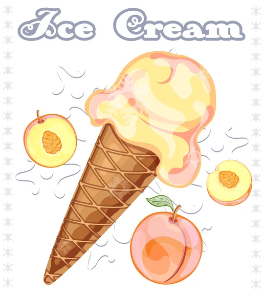 Peach ice cream — Stock Vector