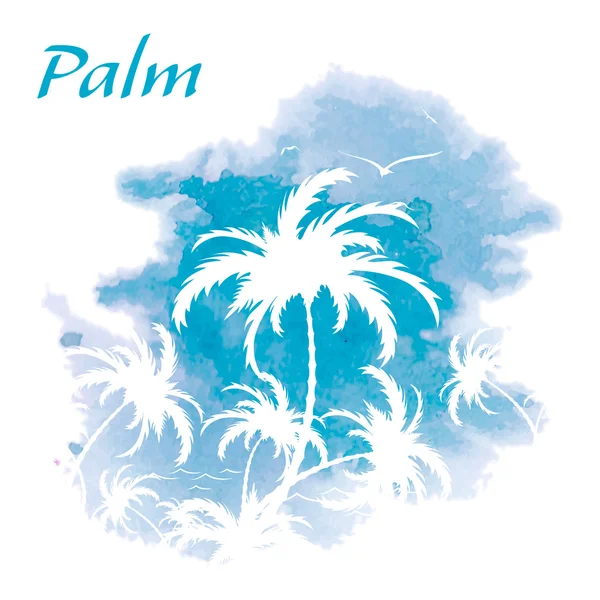 Palm trees, watercolor background — Stock Vector