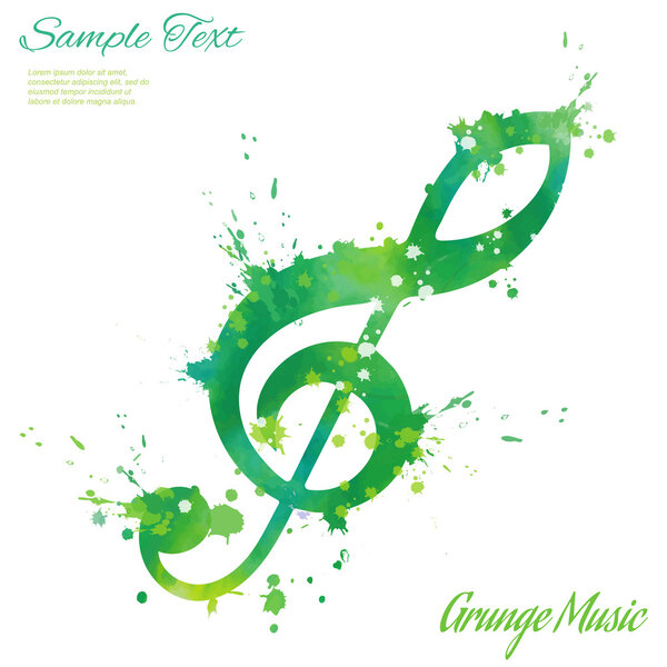 Treble clef, watercolor