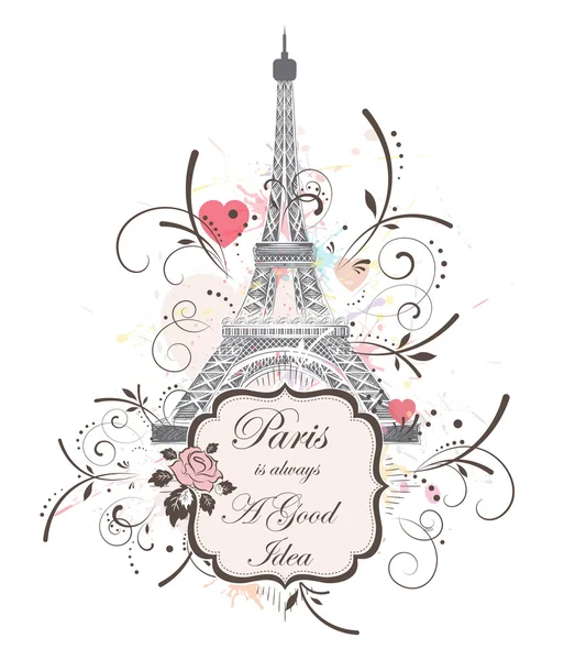 Eiffel-torony, romantikus — Stock Vector