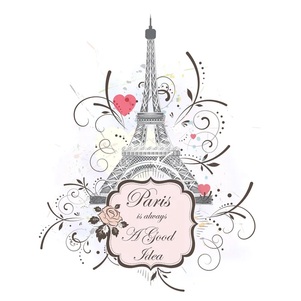 Tour Eiffel, fond romantique — Image vectorielle