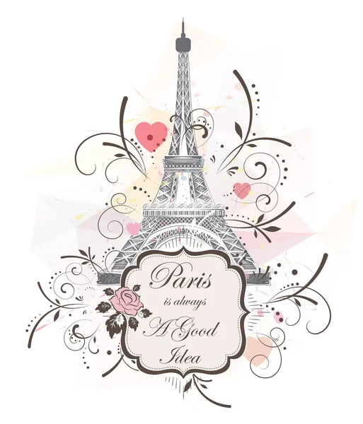 Torre Eiffel, fondo romántico — Vector de stock