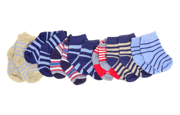 Cute little baby boy socks isolated on white. — Stock Photo, Image