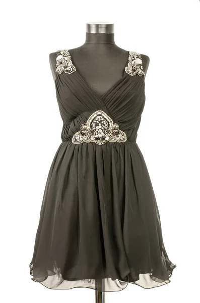 Elegant black dress with rhinestones on a mannequin. — Stock Photo, Image
