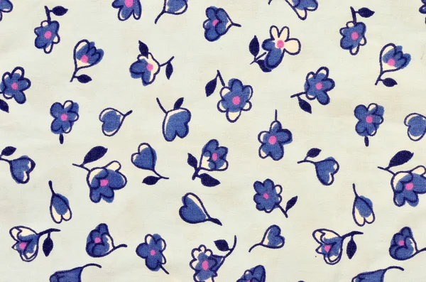 Padrão floral em tecido azul . — Fotografia de Stock
