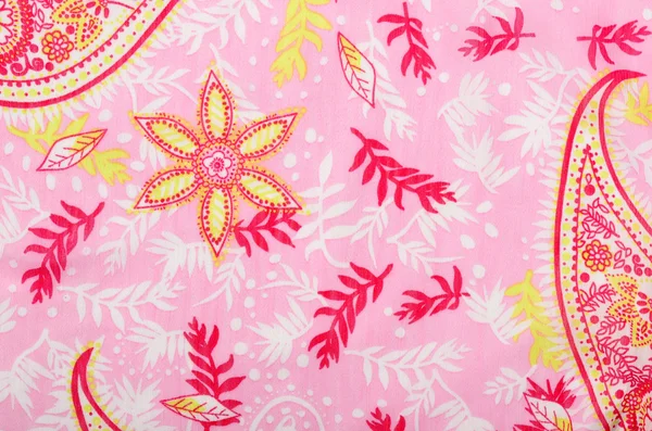 Floral pattern on pink fabric. — Stock Photo, Image