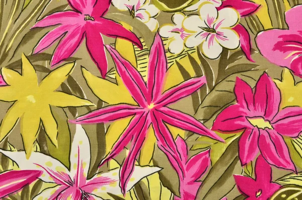 Patrón floral tropical colorido en tela . —  Fotos de Stock