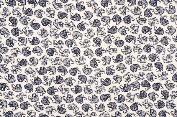 Many elephants pattern on white fabric. — Stock Photo, Image
