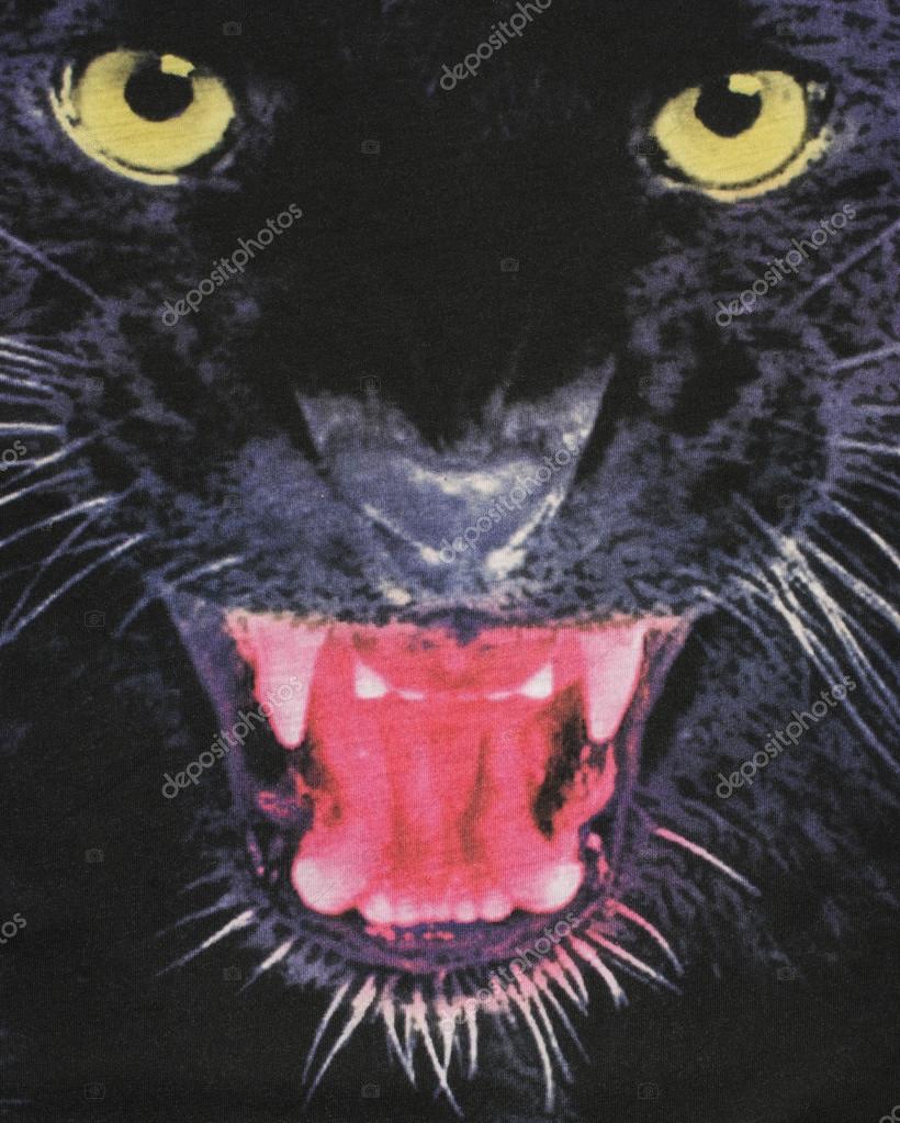 Cerca de la cabeza de una pantera negra sobre tela . Ilustración de archivo  de ©luanateutzi #82959334, image size:820x1023