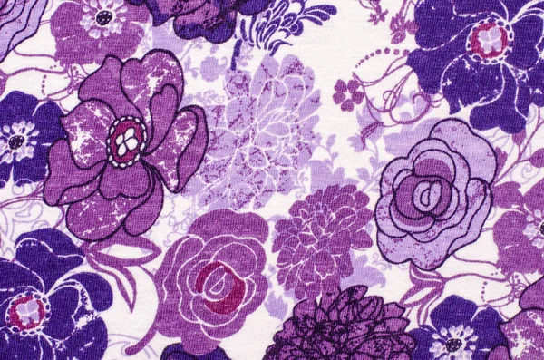 Purple floral pattern on white fabric. — Stock Photo, Image