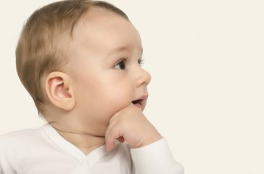 Bebek portre ağız el ile.